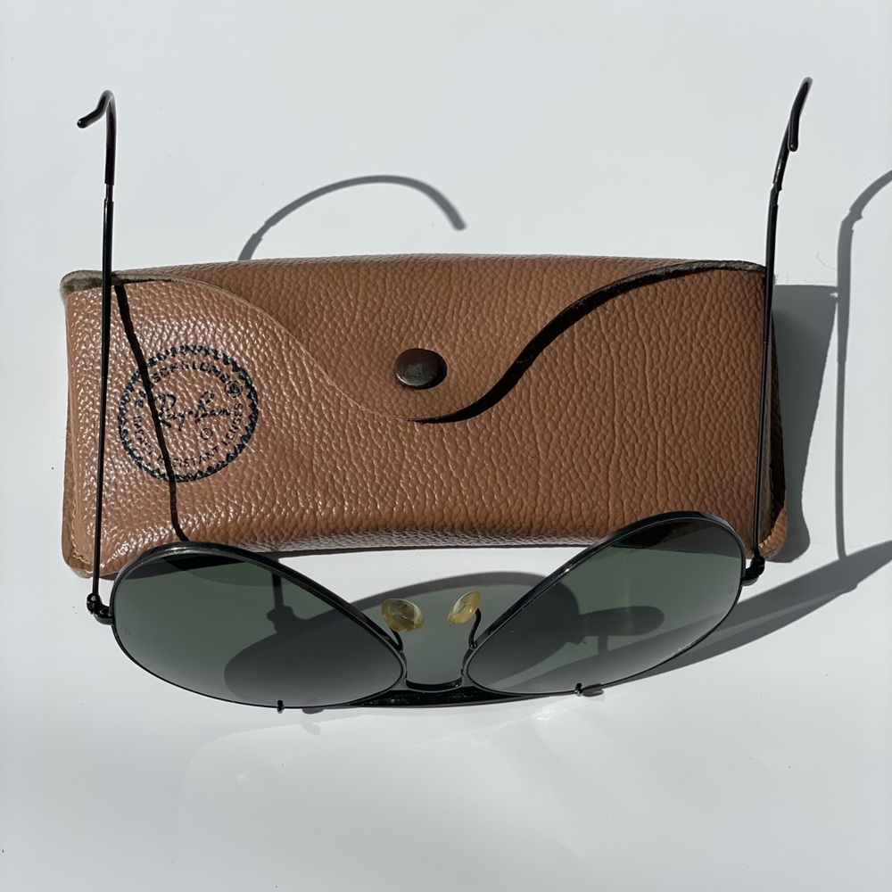 Vintage B&L Ray-Ban Outdoorsman RARE Black Chrome 62mm CableTemples G-15 w/case - Picture 14 of 17